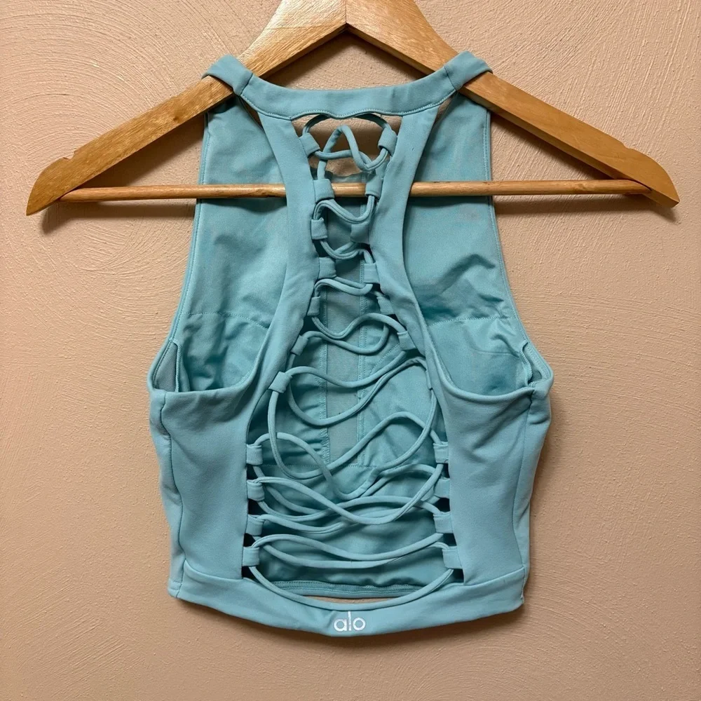 ALO Yoga Movement Bra Light Aqua Blue Size XS